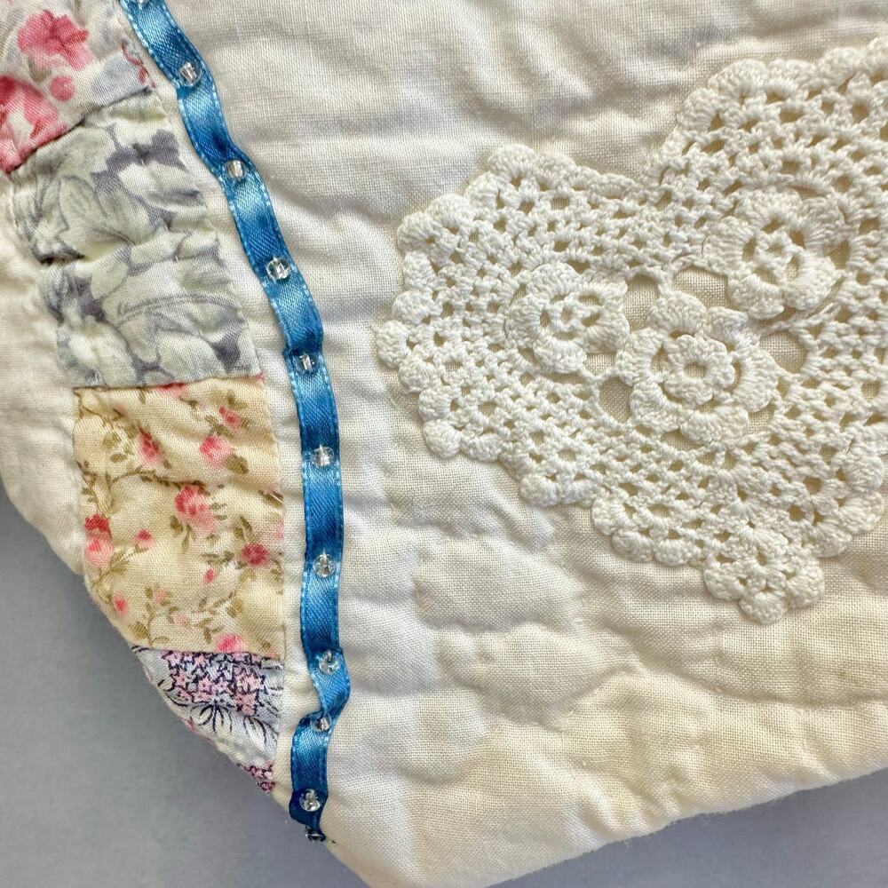 Quilted wedding ring patchwork vest handmade size medium-large grannycore cottag - Picture 12 of 16